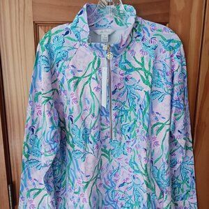 Lilly Pulitzer Skipper Popover "Seacret Escape" Quarter-zip sweatshirt XL NWT